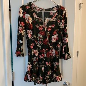 green flower romper